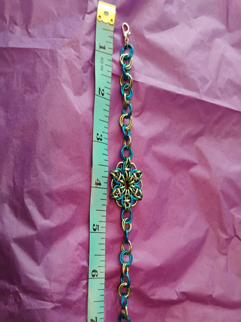 Blue, Green, & Silver Celtic Visions bracelet - Picture 6 of 10